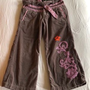 Oilily Girls SZ 8 Velvet Embroidered Flare Pants